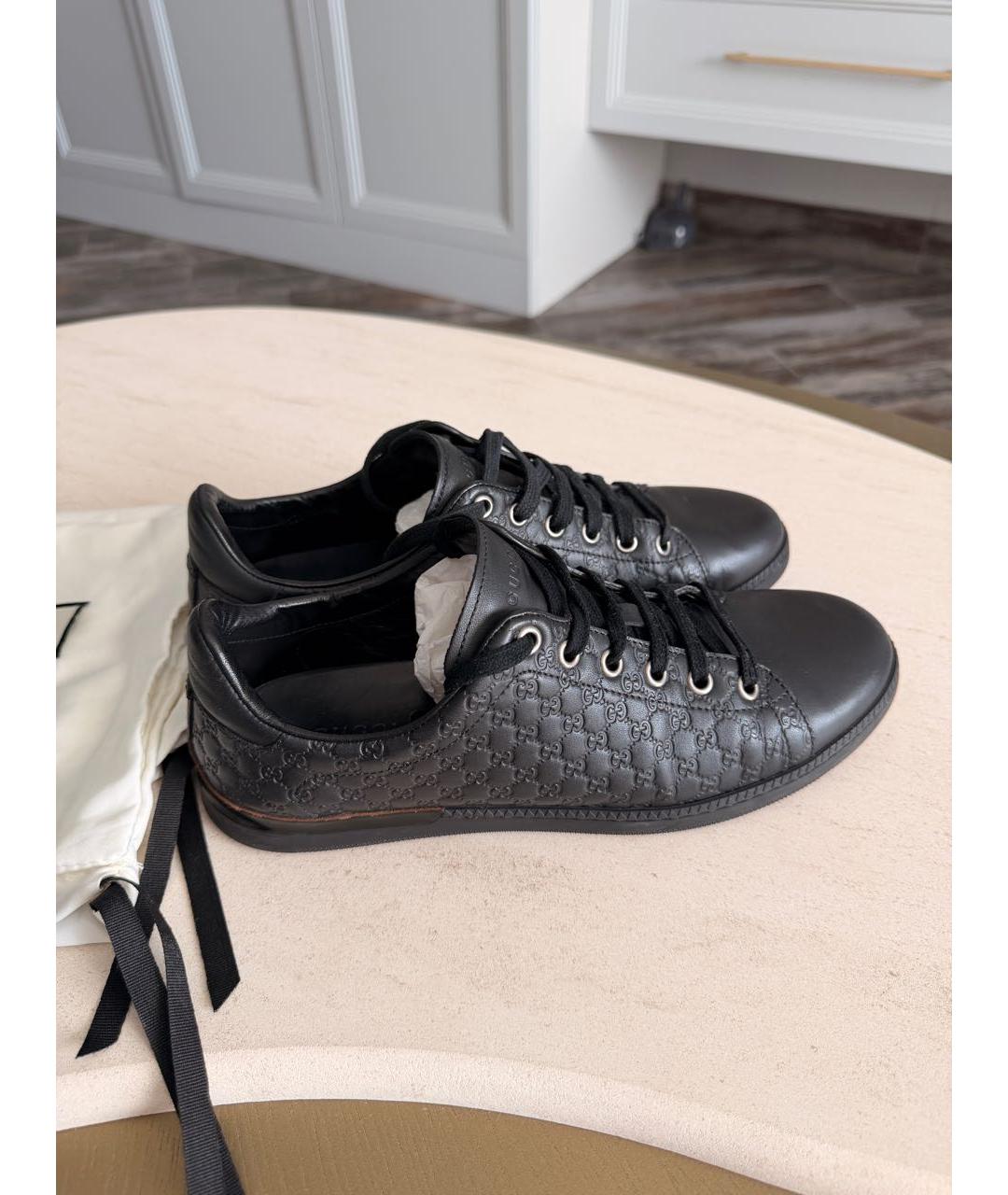 GUCCI Черные кожаные кеды, фото 2