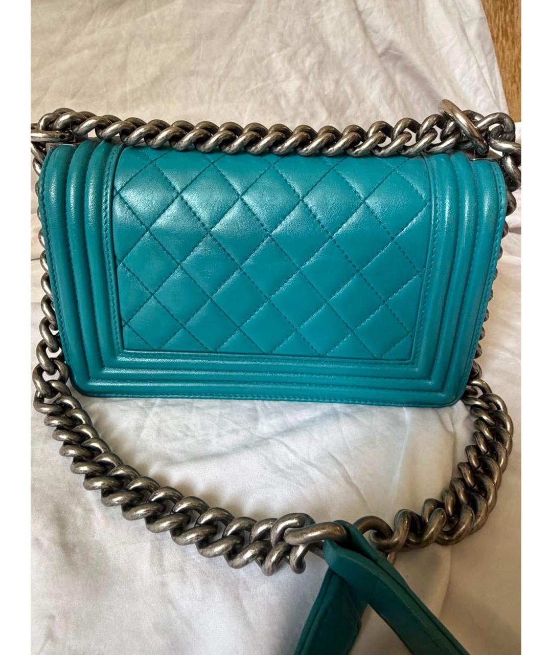 CHANEL Бирюзовая кожаная сумка через плечо, фото 3