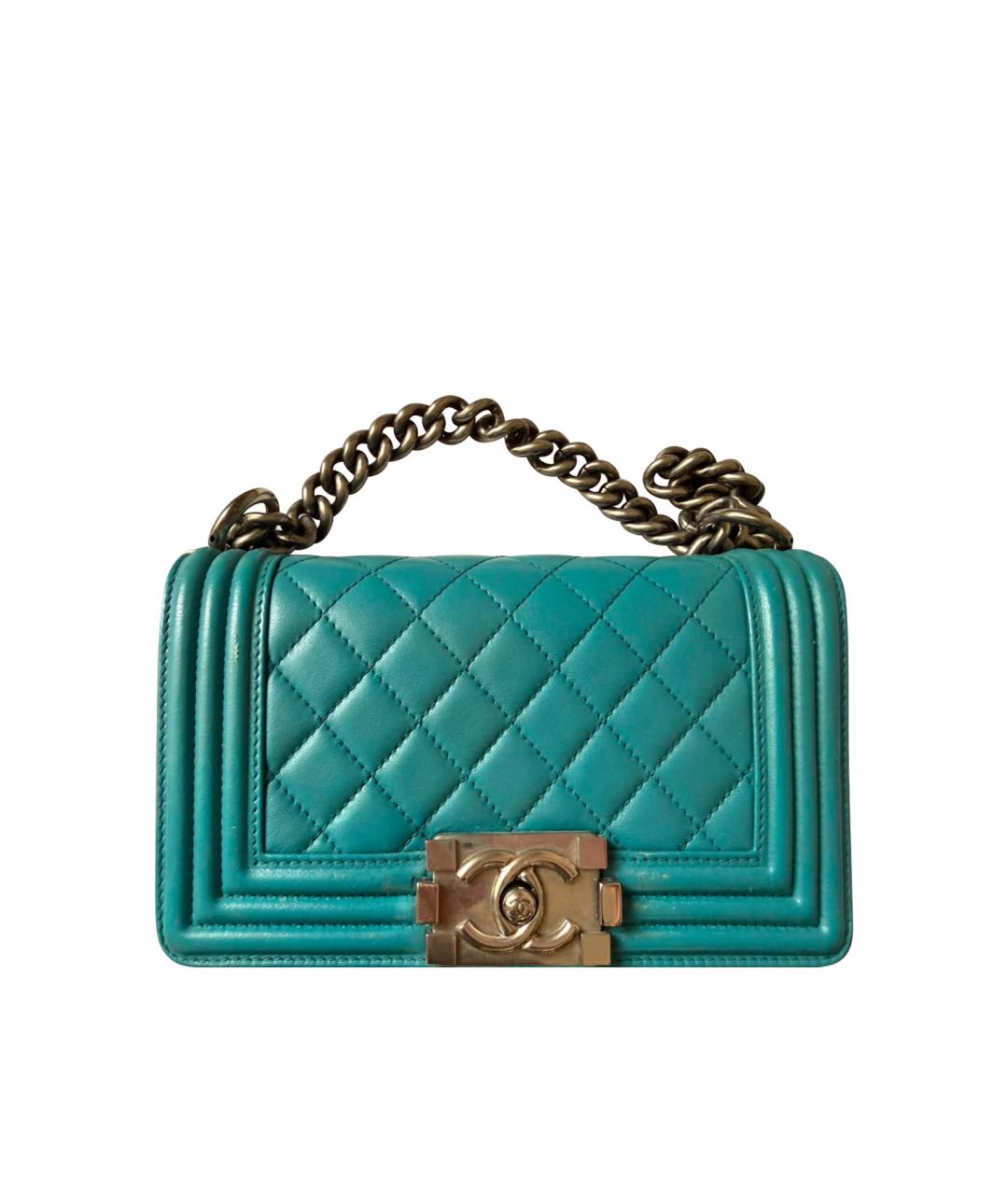 CHANEL Бирюзовая кожаная сумка через плечо, фото 1