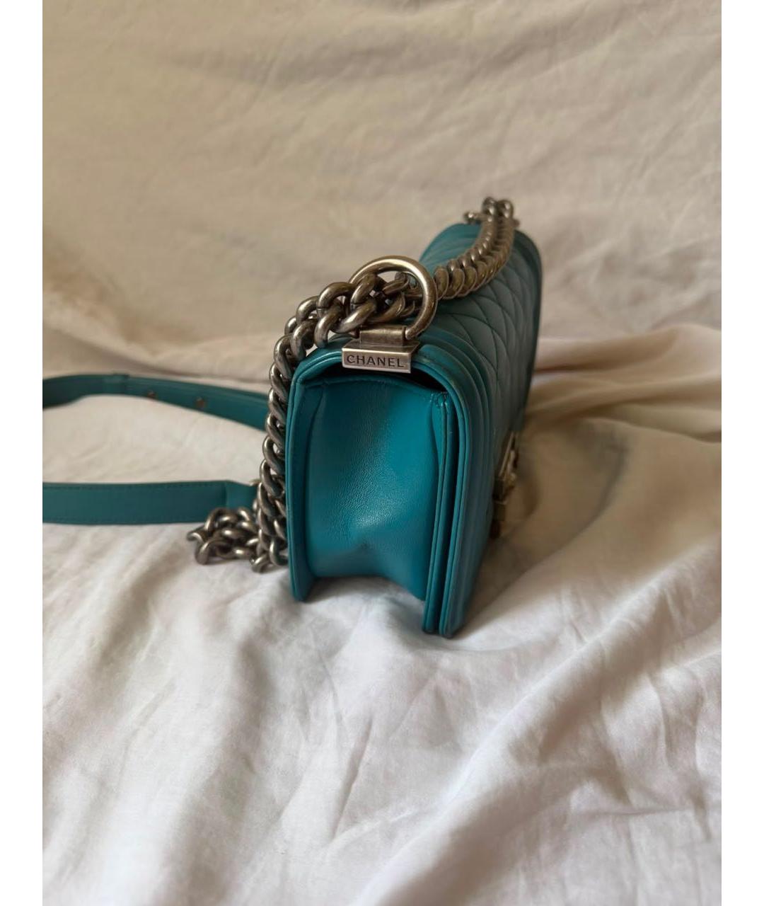 CHANEL Бирюзовая кожаная сумка через плечо, фото 2