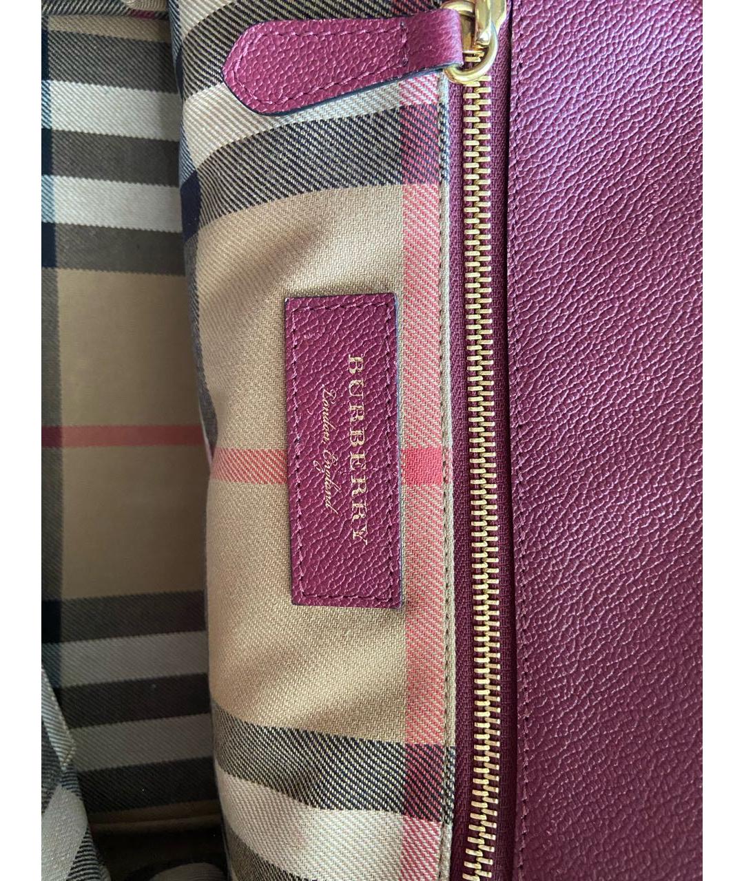 BURBERRY Бордовая кожаная сумка тоут, фото 5