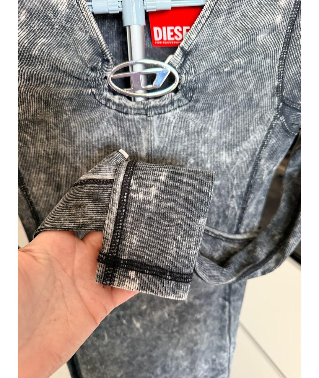 DIESEL Серое хлопковое повседневное платье, фото 4