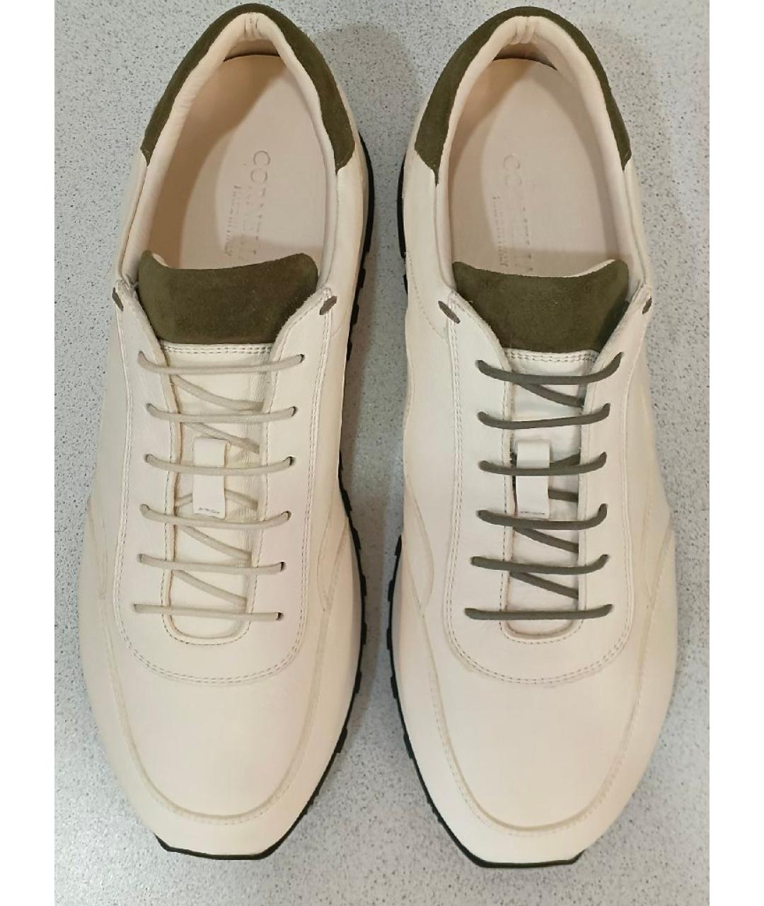 CORNELIANI Белые кожаные низкие кроссовки / кеды, фото 3