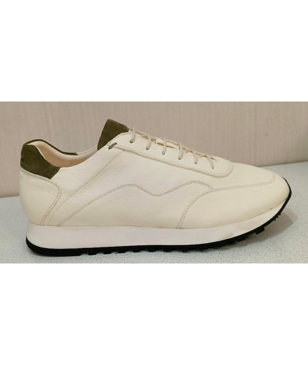 CORNELIANI Белые кожаные низкие кроссовки / кеды, фото 10