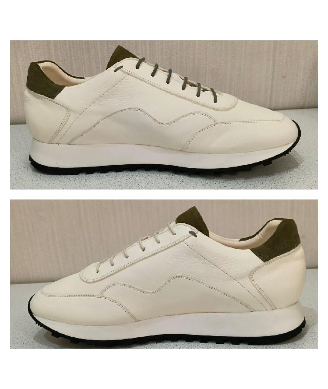 CORNELIANI Белые кожаные низкие кроссовки / кеды, фото 7