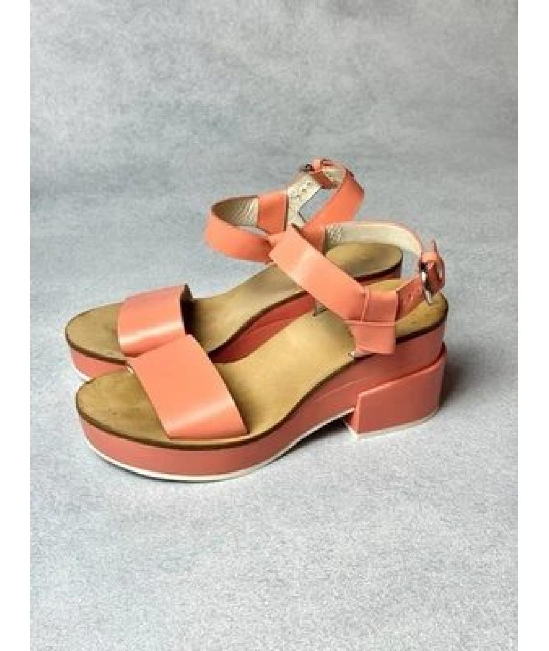 JIL SANDER Коралловые кожаные босоножки, фото 2