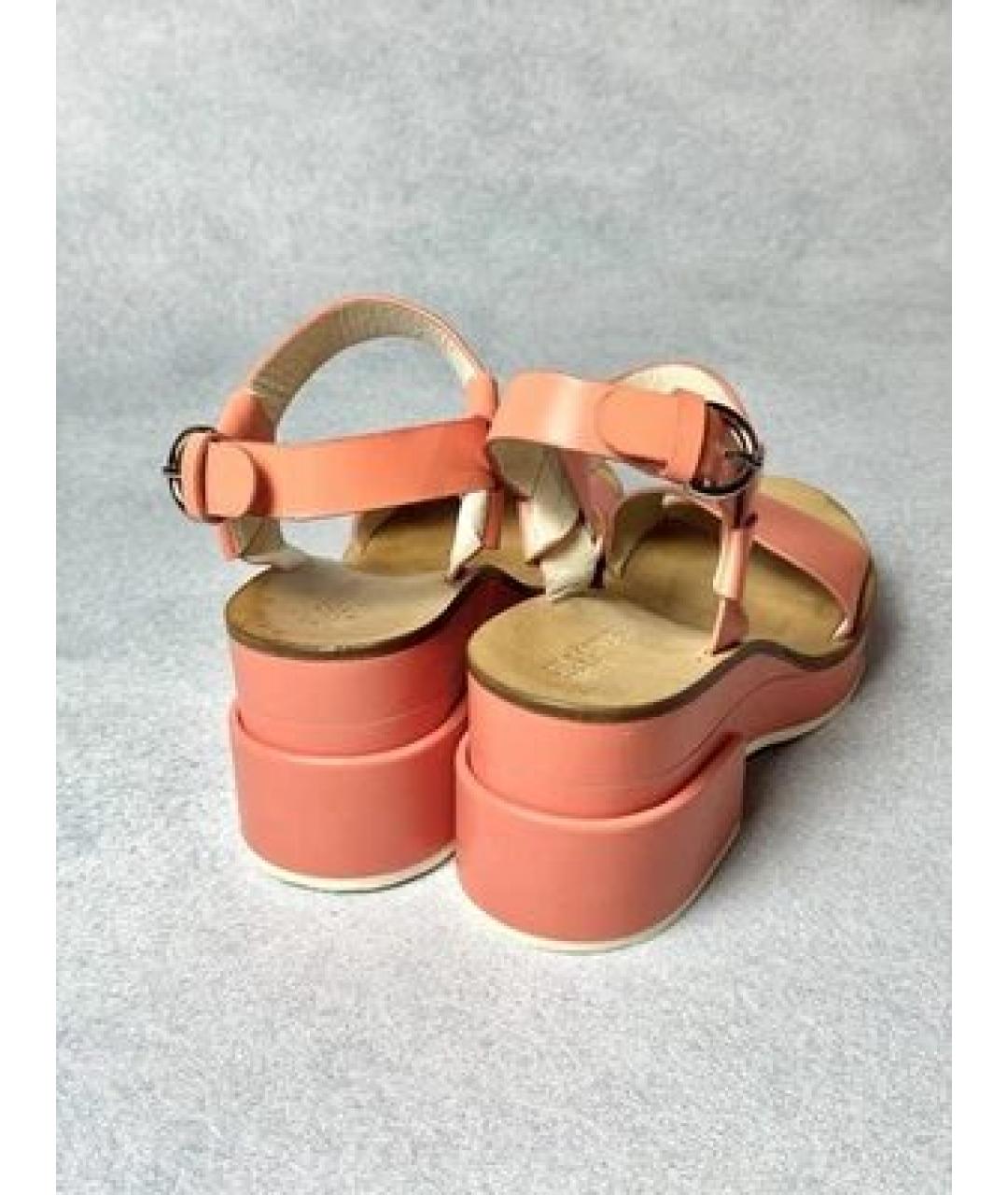 JIL SANDER Коралловые кожаные босоножки, фото 4