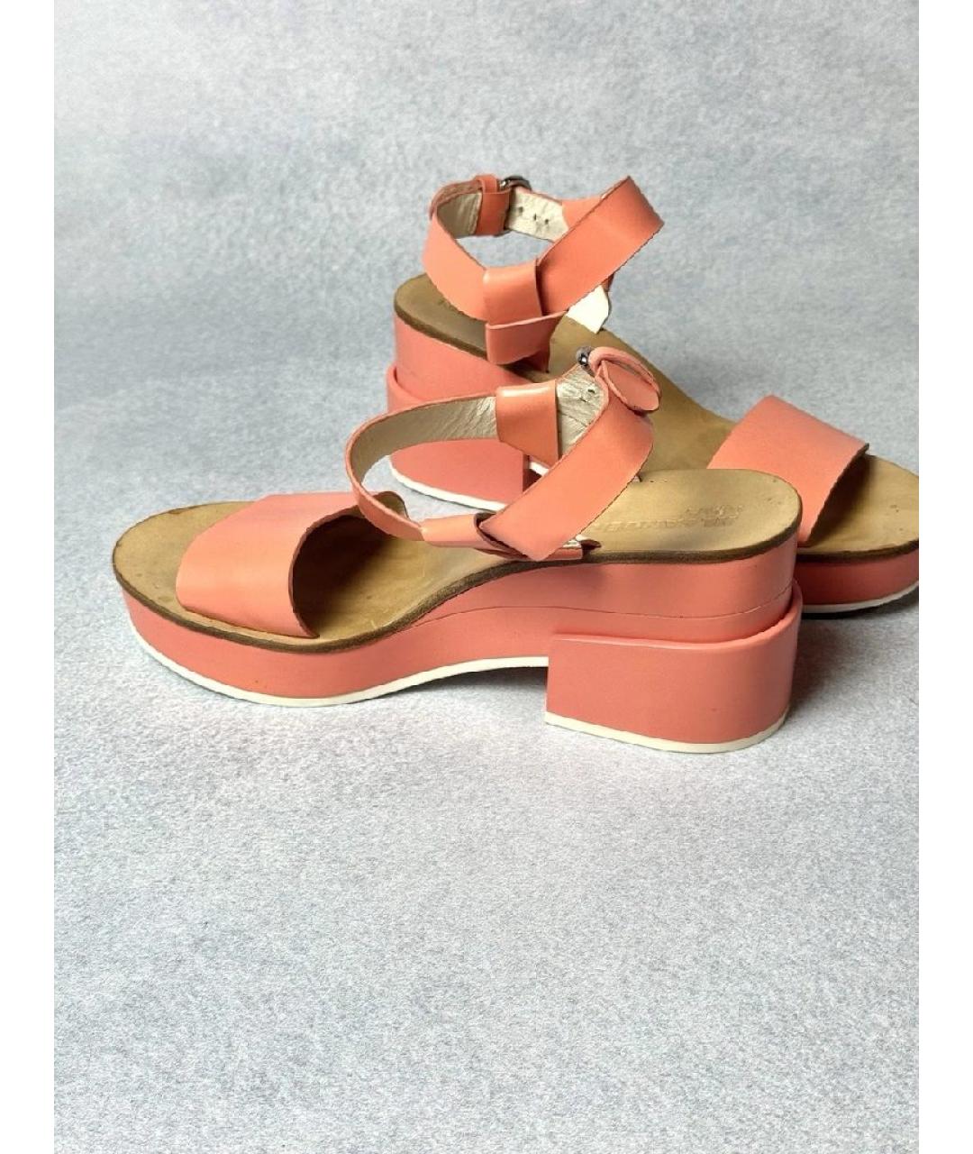 JIL SANDER Коралловые кожаные босоножки, фото 7