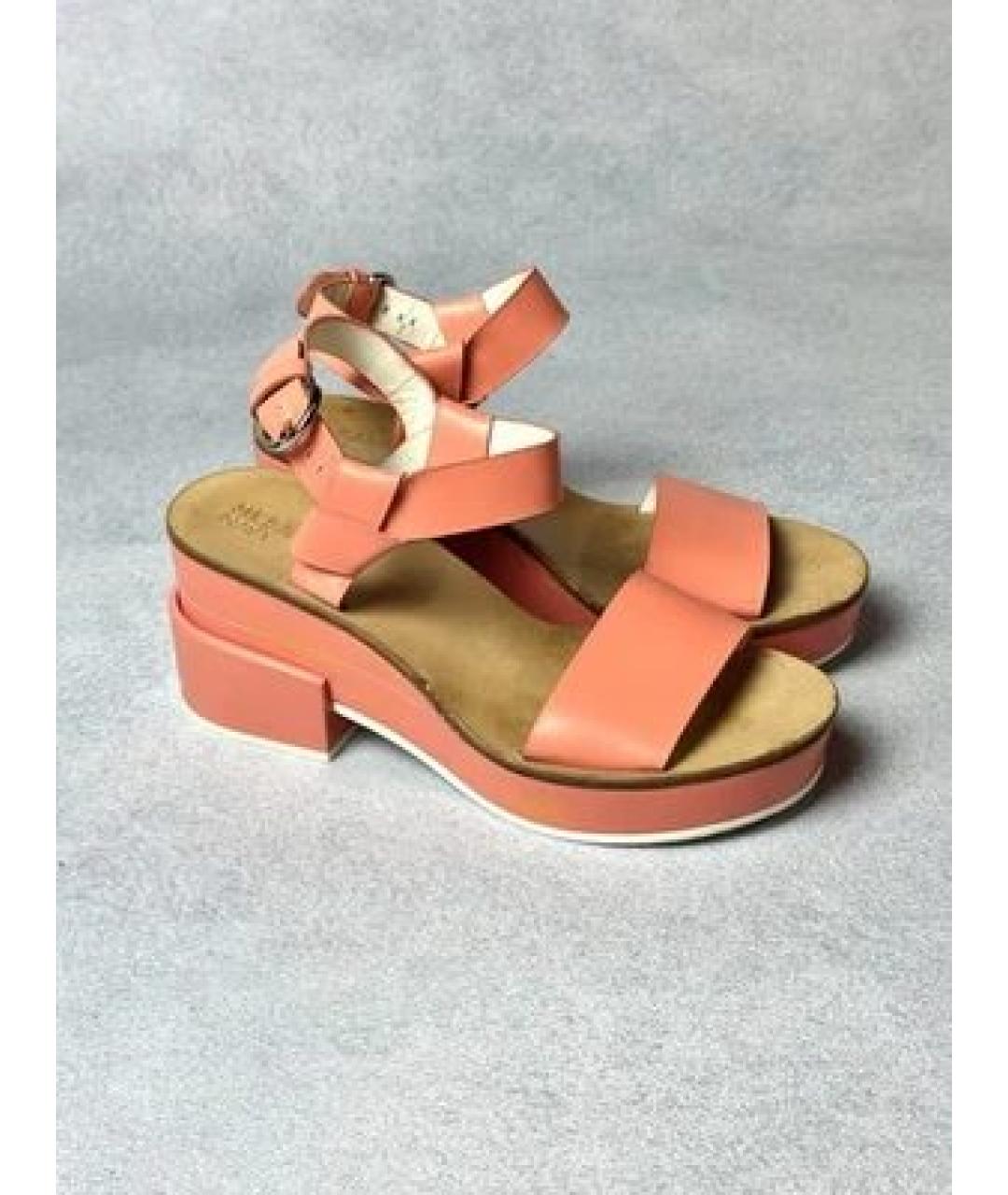 JIL SANDER Коралловые кожаные босоножки, фото 8