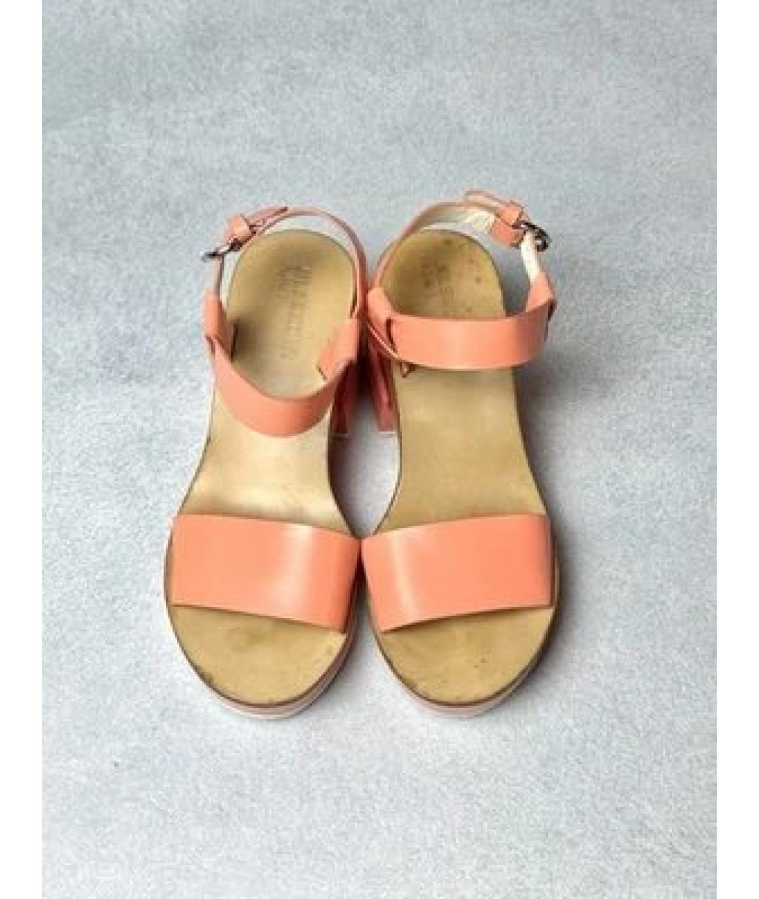 JIL SANDER Коралловые кожаные босоножки, фото 3