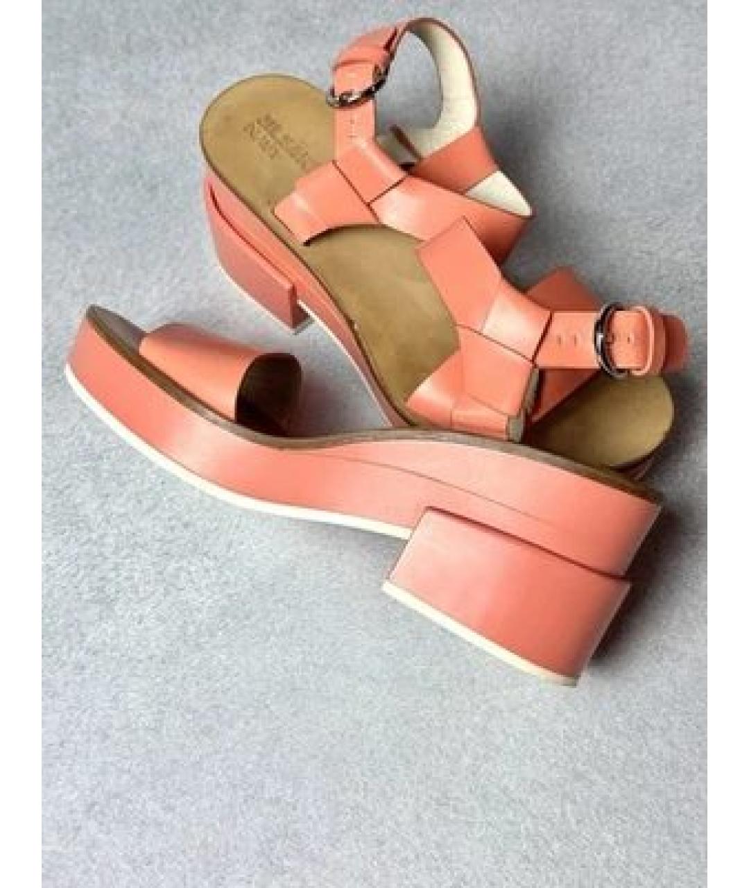 JIL SANDER Коралловые кожаные босоножки, фото 5