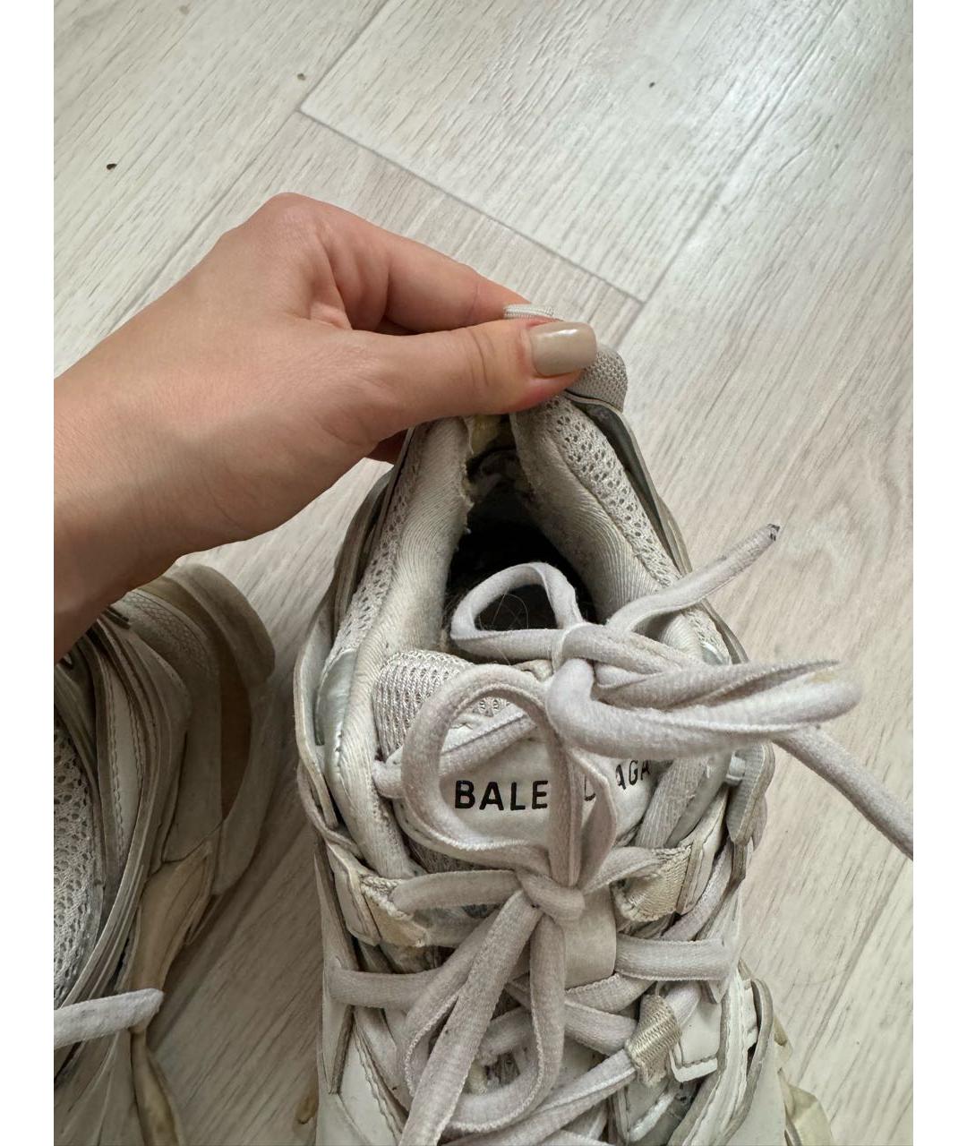 BALENCIAGA Бежевые кожаные кроссовки, фото 3