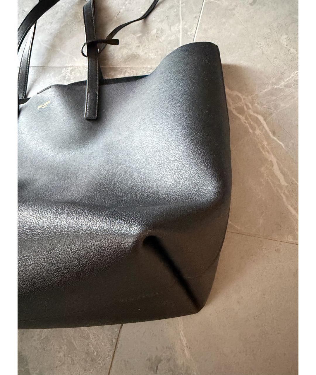 SAINT LAURENT Черная кожаная сумка тоут, фото 5