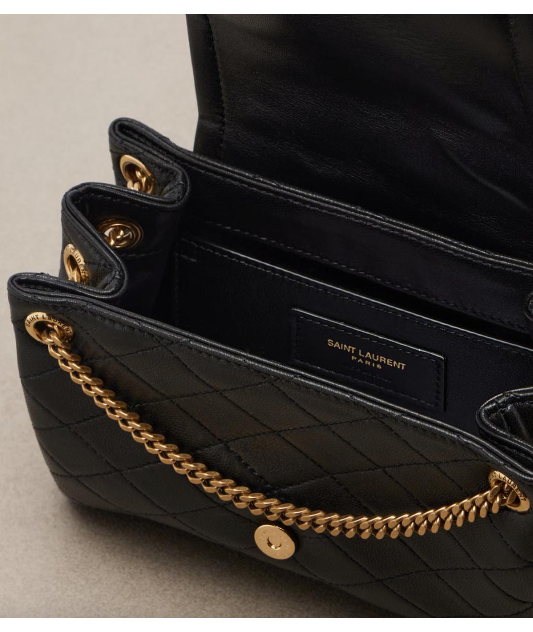 SAINT LAURENT Черная кожаная сумка через плечо, фото 4