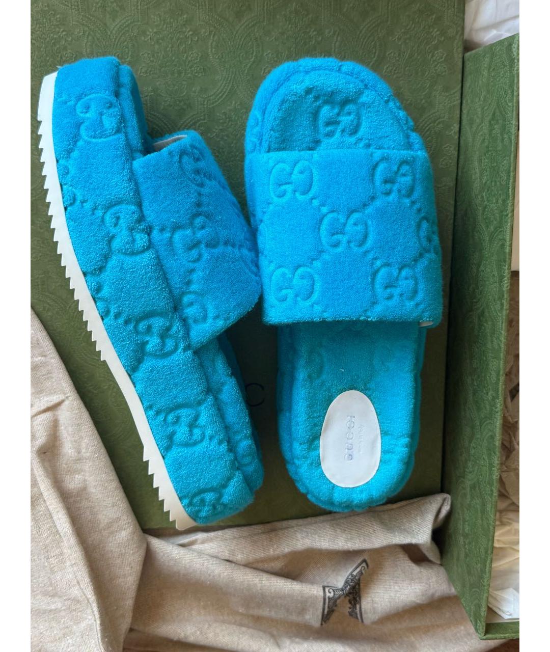 GUCCI Голубые шлепанцы, фото 9
