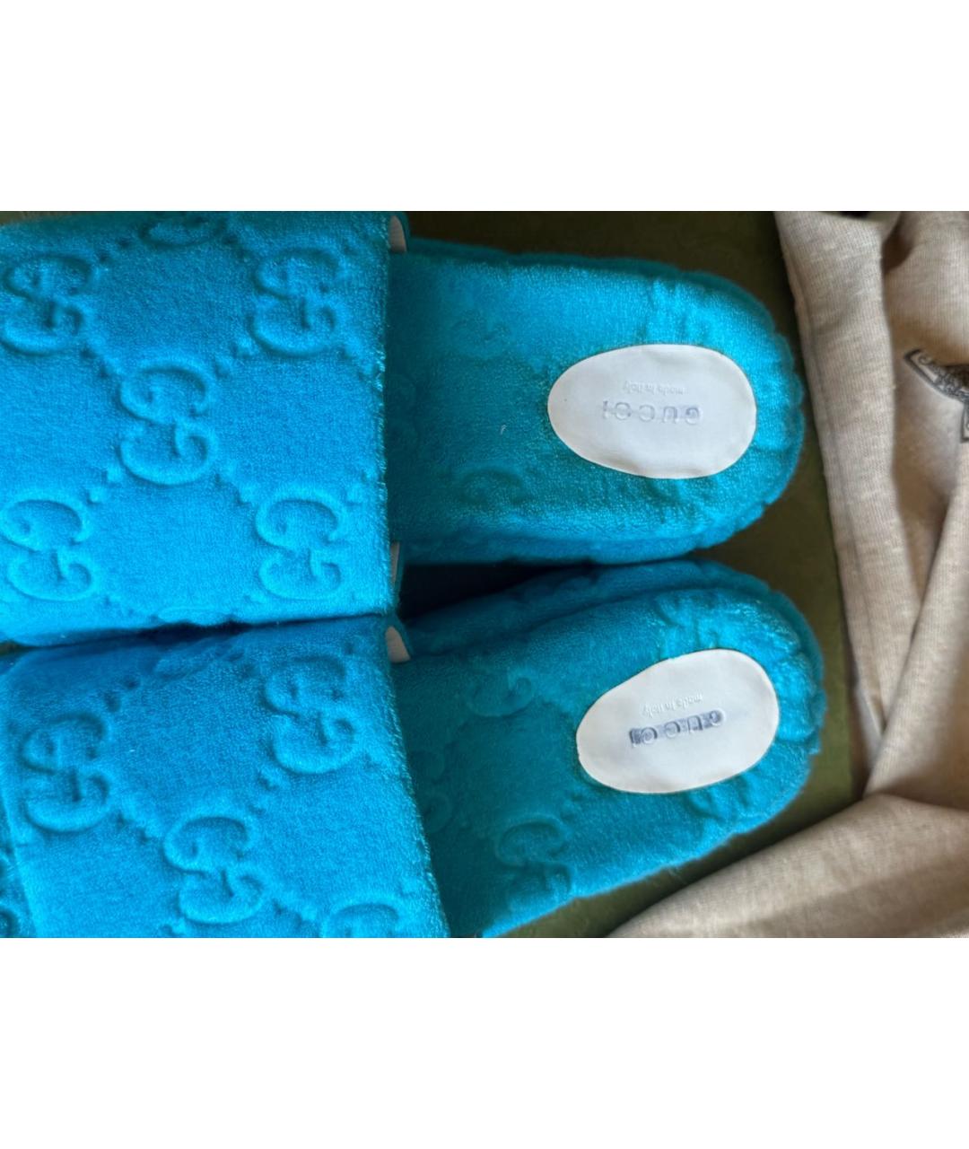 GUCCI Голубые шлепанцы, фото 3