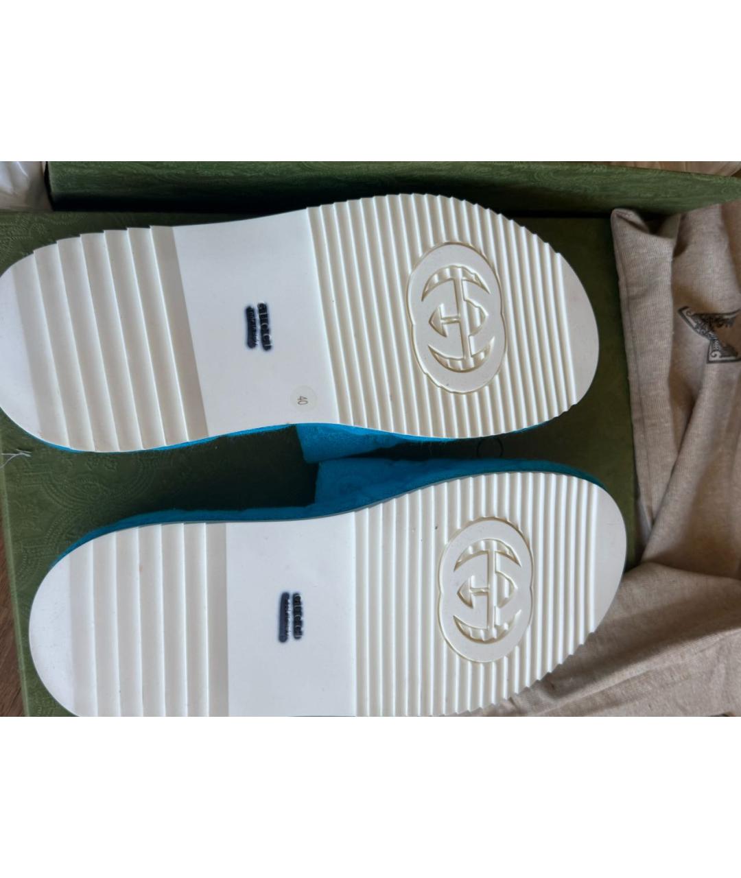 GUCCI Голубые шлепанцы, фото 4