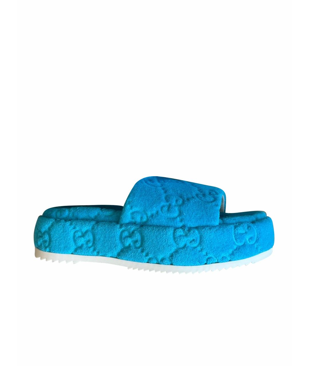 GUCCI Голубые шлепанцы, фото 1