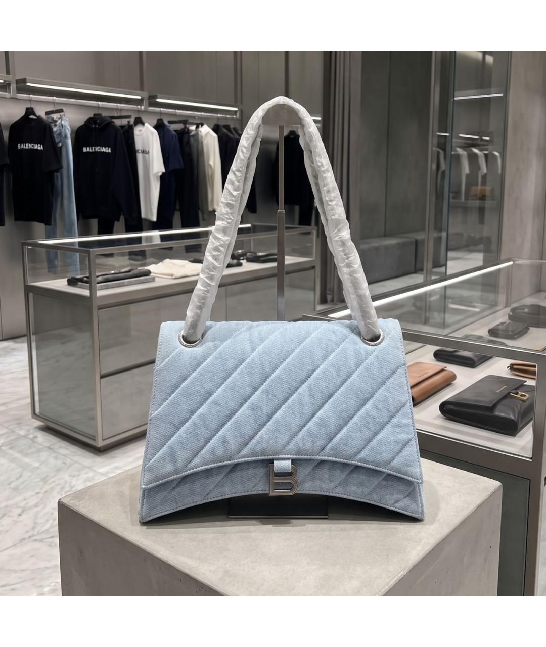 BALENCIAGA Голубая деним сумка через плечо, фото 9