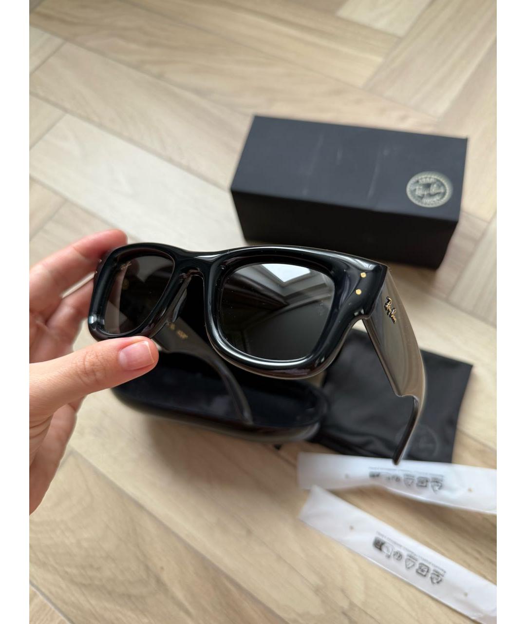 RAY BAN Черные пластиковые солнцезащитные очки, фото 4