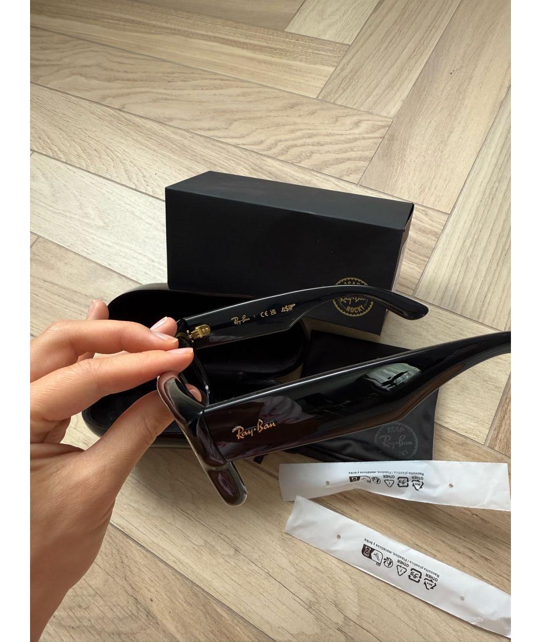 RAY BAN Черные пластиковые солнцезащитные очки, фото 6