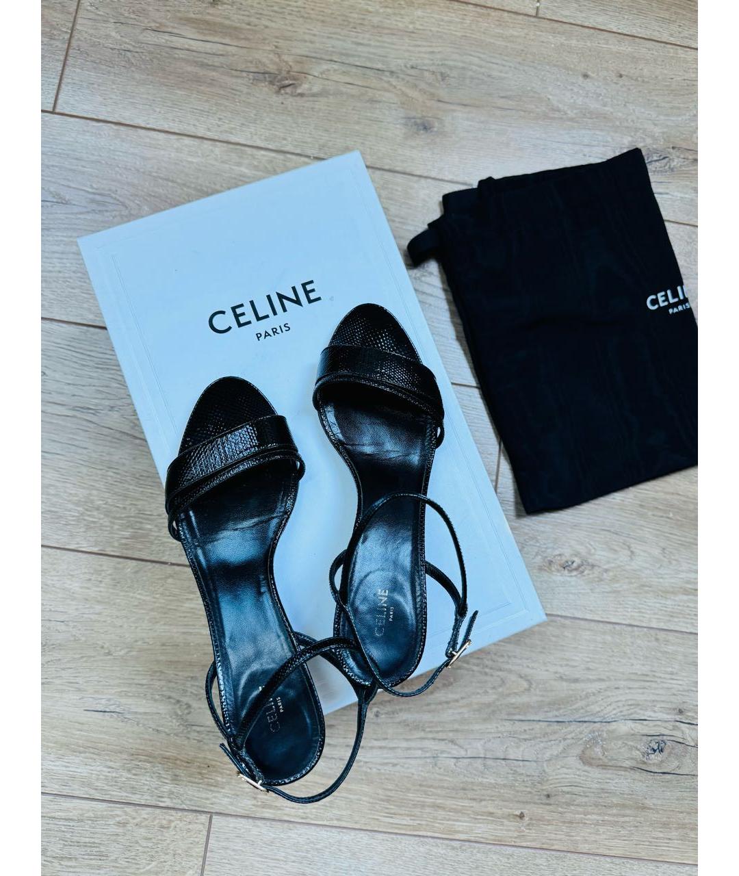 CELINE Черные кожаные босоножки, фото 2