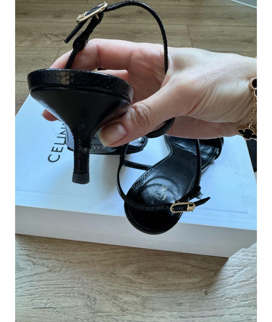 CELINE Черные кожаные босоножки, фото 5