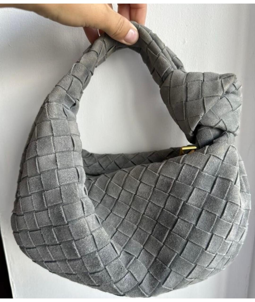 BOTTEGA VENETA Серая замшевая сумка с короткими ручками, фото 2