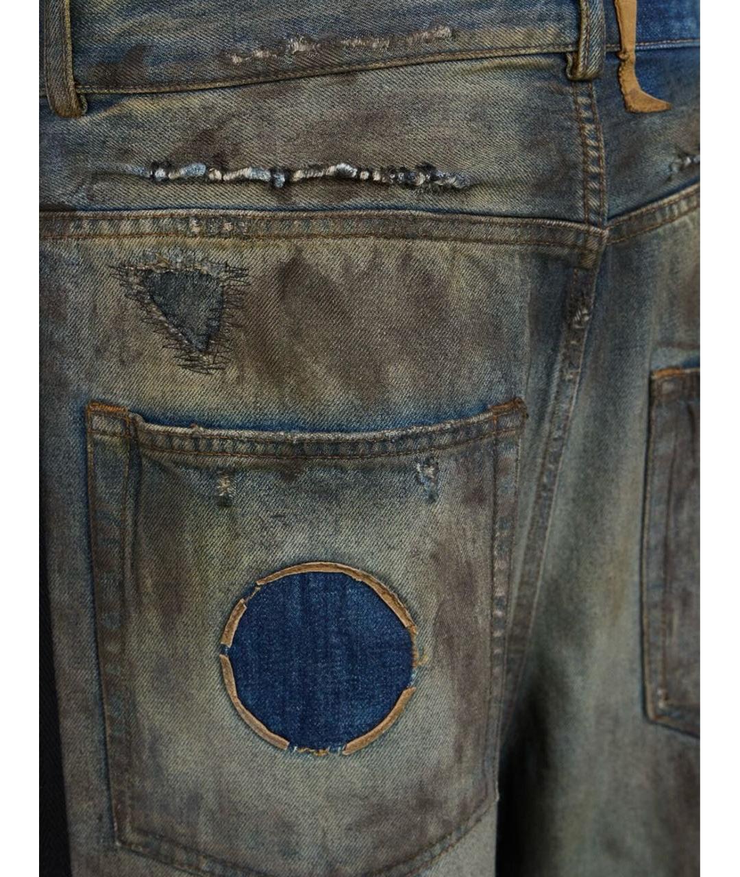 ANN DEMEULEMEESTER Синие хлопковые прямые джинсы, фото 3