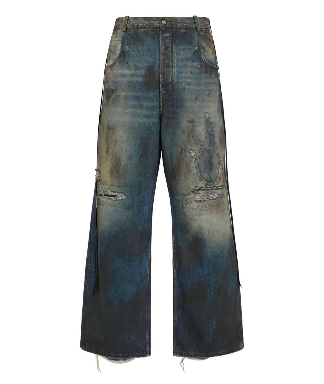 ANN DEMEULEMEESTER Синие хлопковые прямые джинсы, фото 5