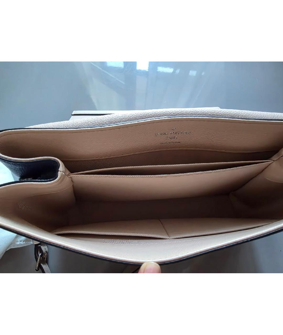 LOUIS VUITTON Бежевая кожаная сумка с короткими ручками, фото 4