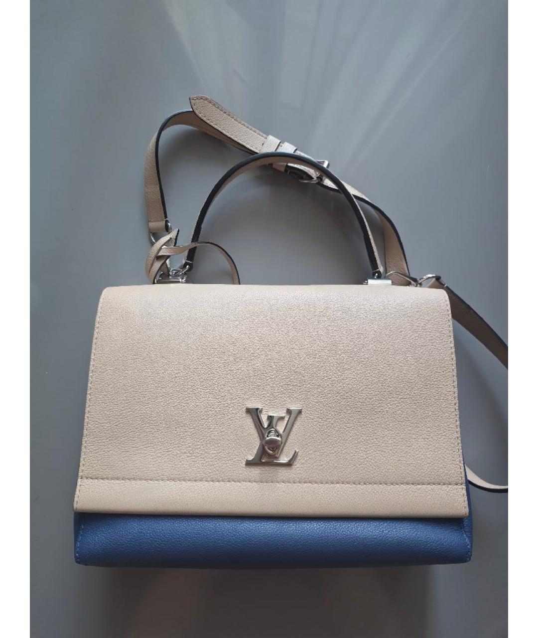 LOUIS VUITTON Бежевая кожаная сумка с короткими ручками, фото 8