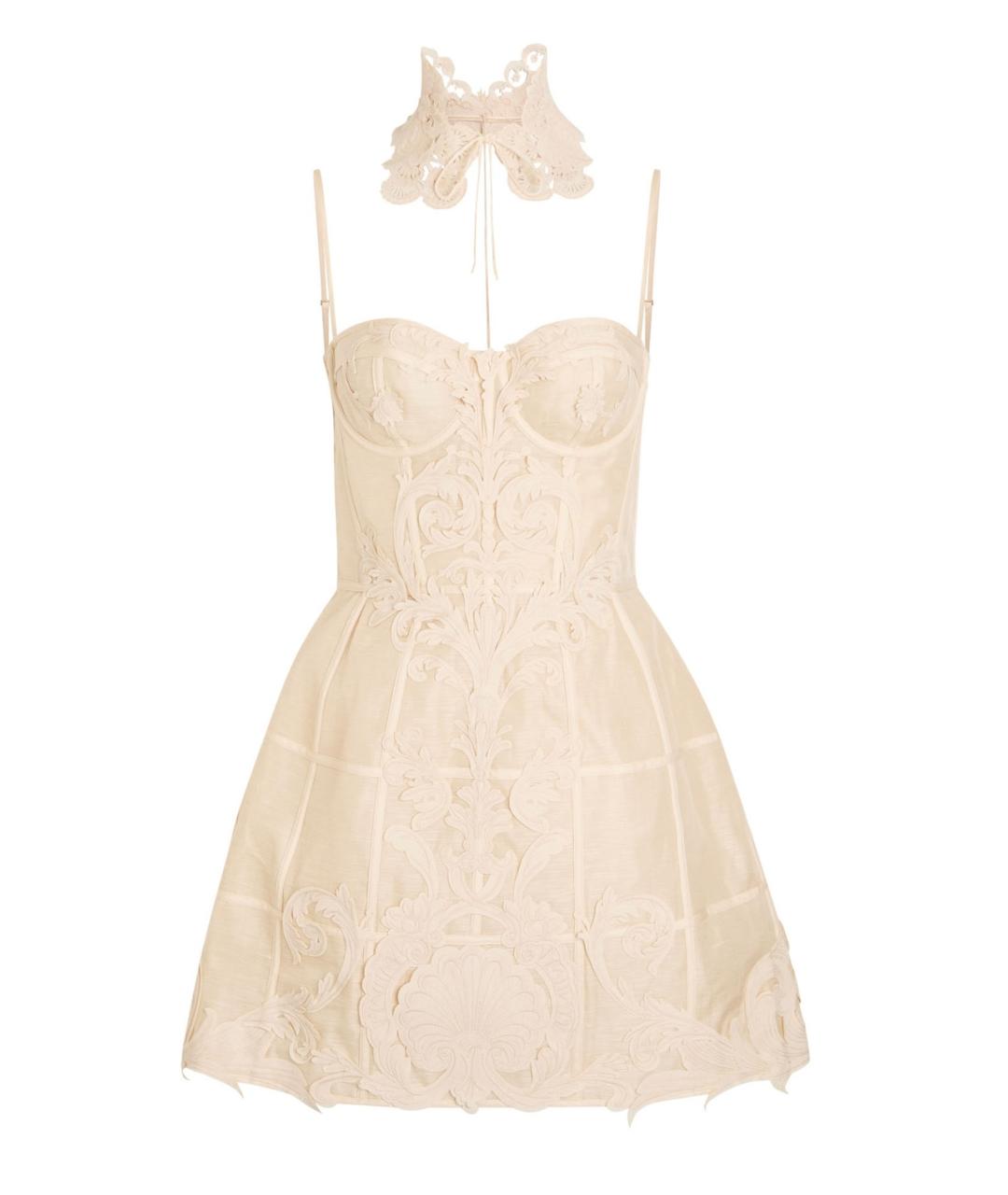 ZIMMERMANN Бежевое льняное коктейльное платье, фото 10