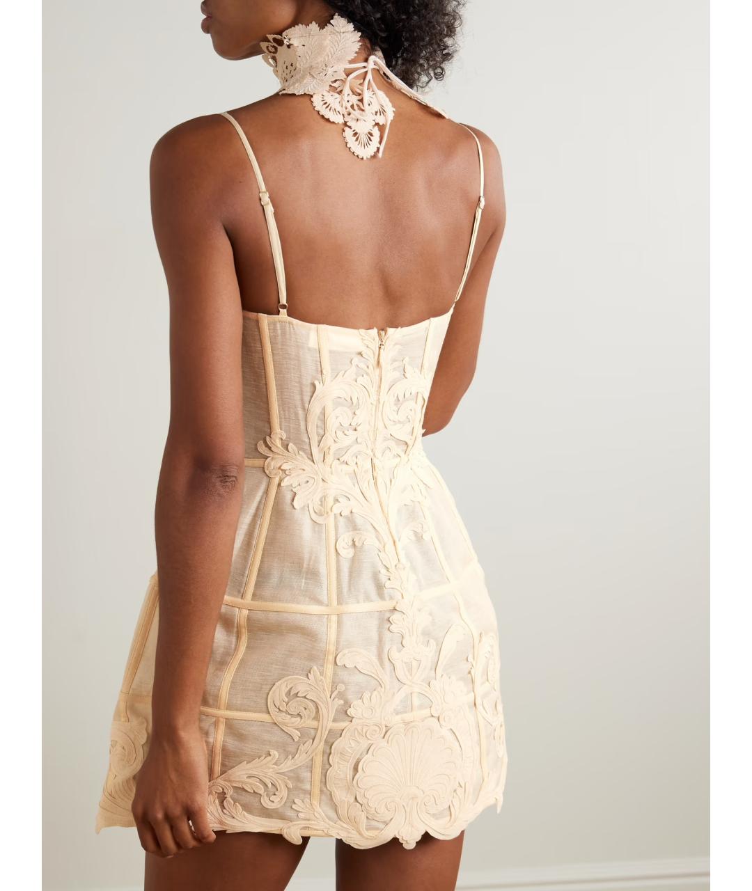 ZIMMERMANN Бежевое льняное коктейльное платье, фото 3