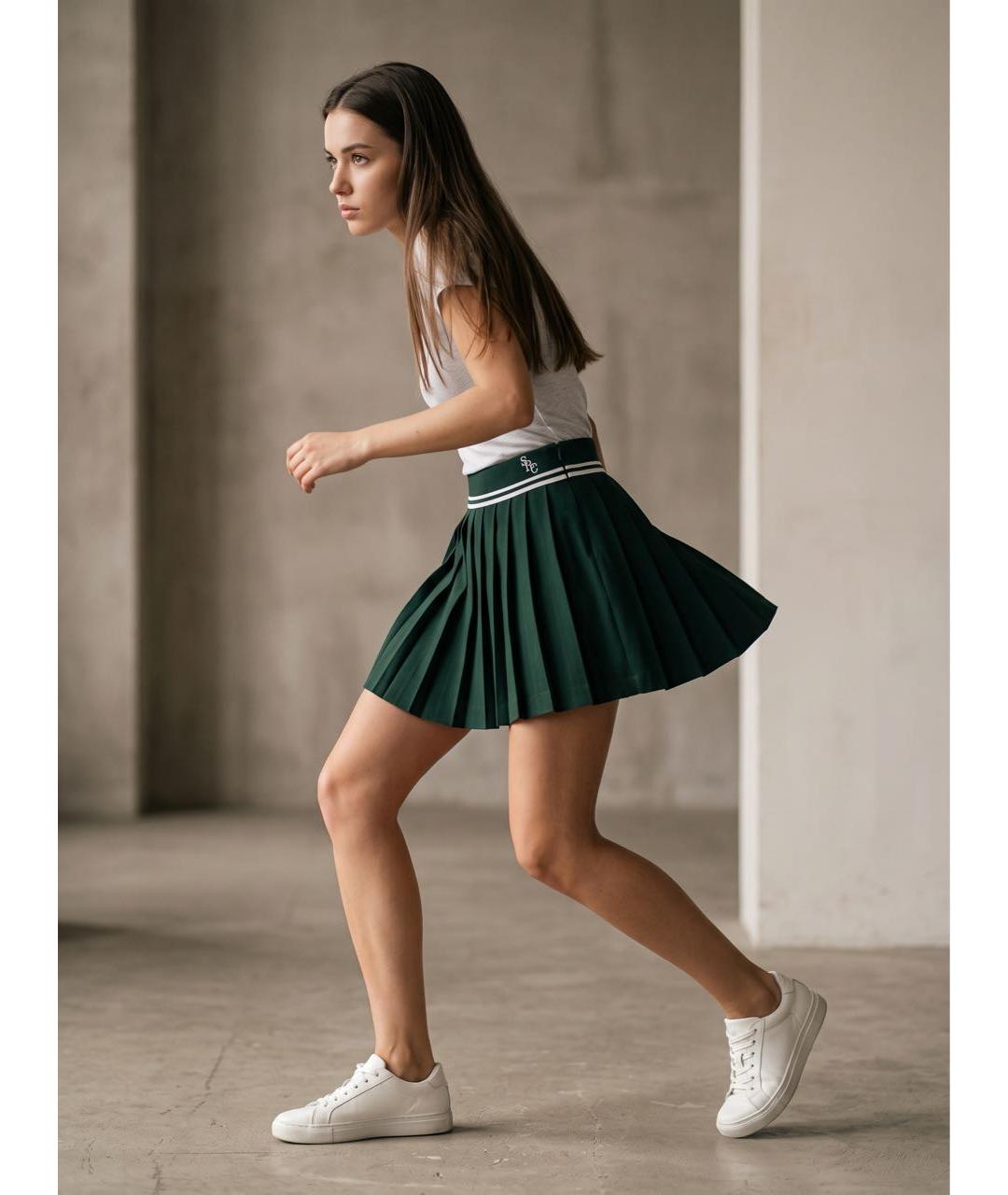 SPORTY AND RICH Зеленая вискозная юбка мини, фото 6
