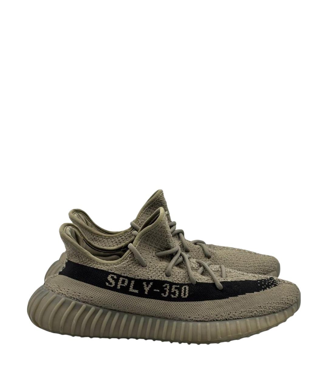ADIDAS YEEZY Хаки текстильные низкие кроссовки / кеды, фото 1