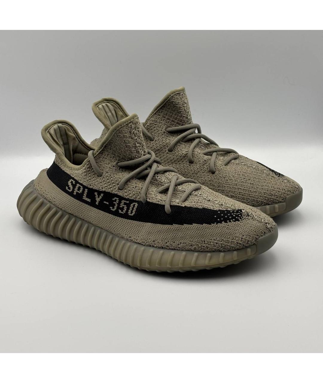 ADIDAS YEEZY Хаки текстильные низкие кроссовки / кеды, фото 2