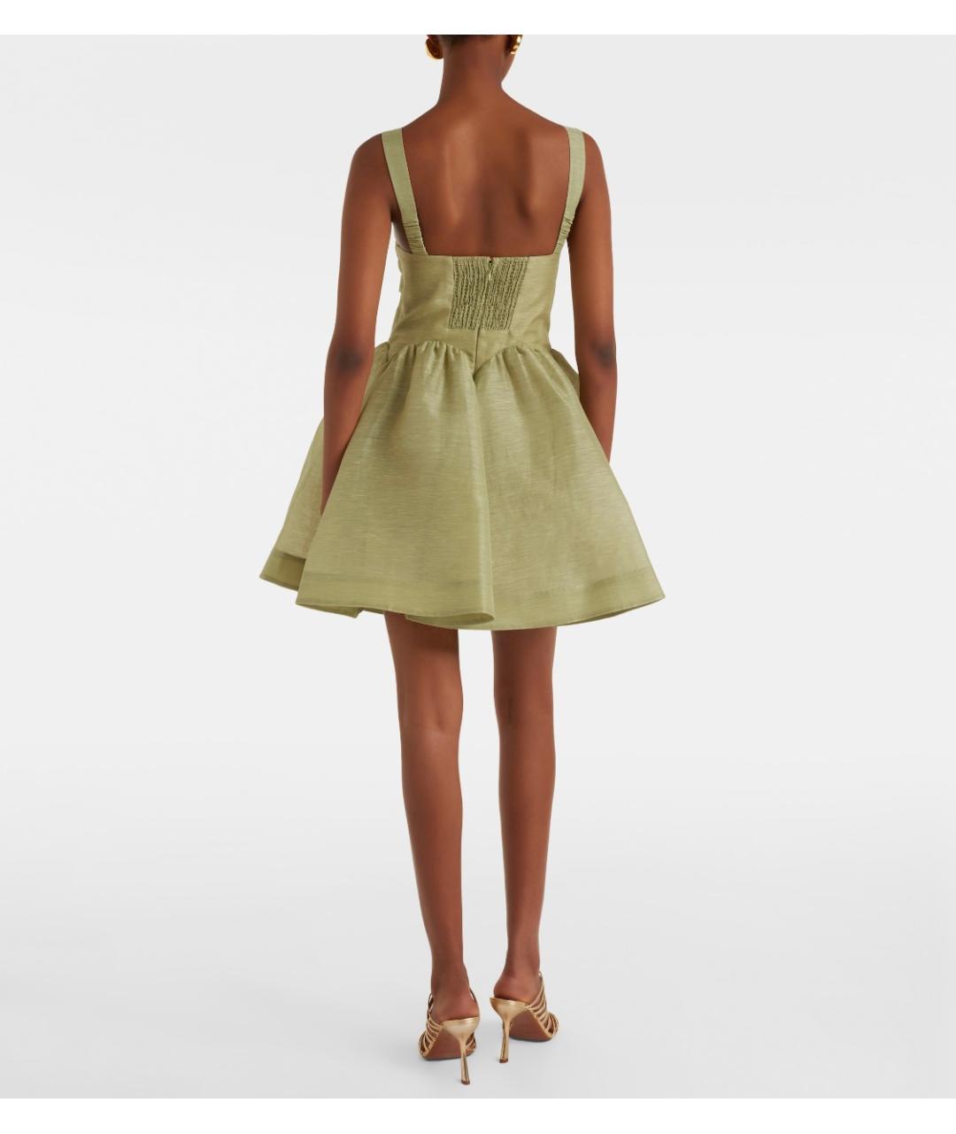 ZIMMERMANN Зеленое льняное коктейльное платье, фото 3