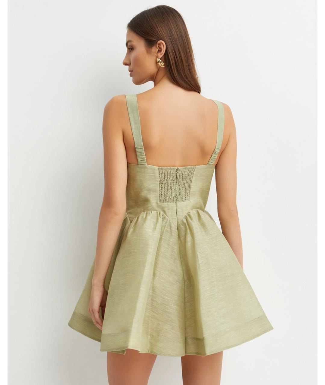ZIMMERMANN Зеленое льняное коктейльное платье, фото 6
