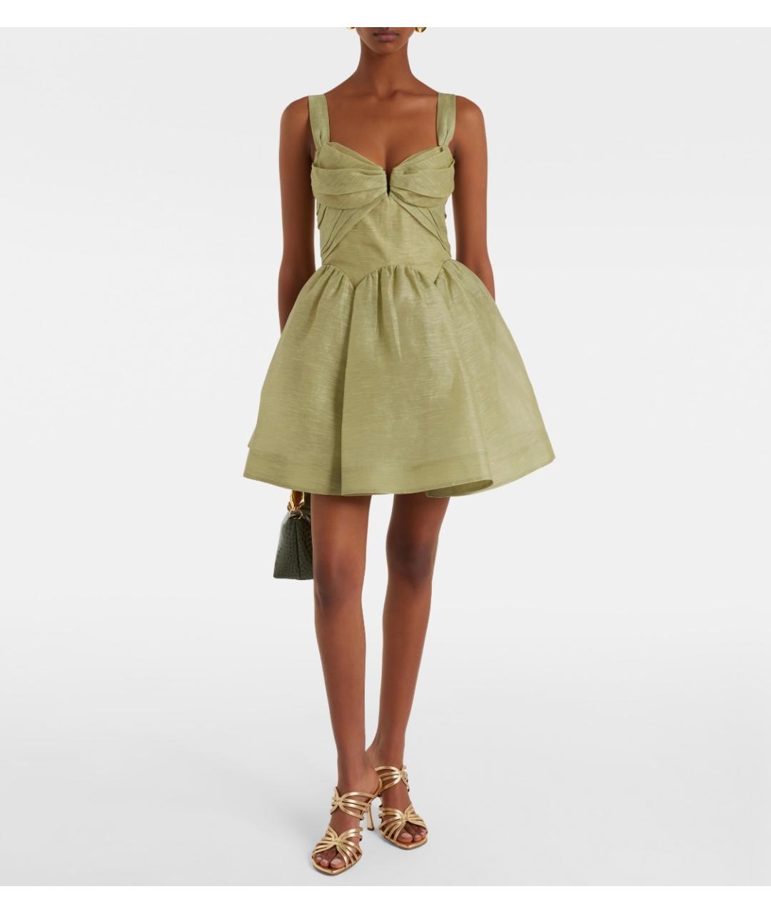 ZIMMERMANN Зеленое льняное коктейльное платье, фото 2