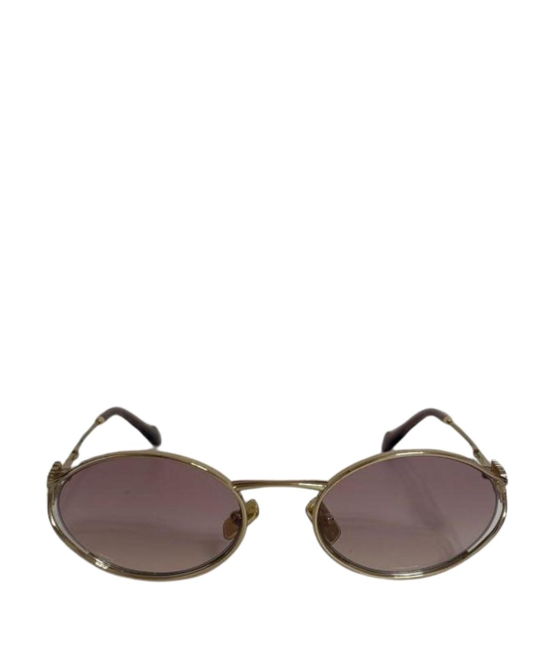 MIU MIU Золотые металлические солнцезащитные очки, фото 1