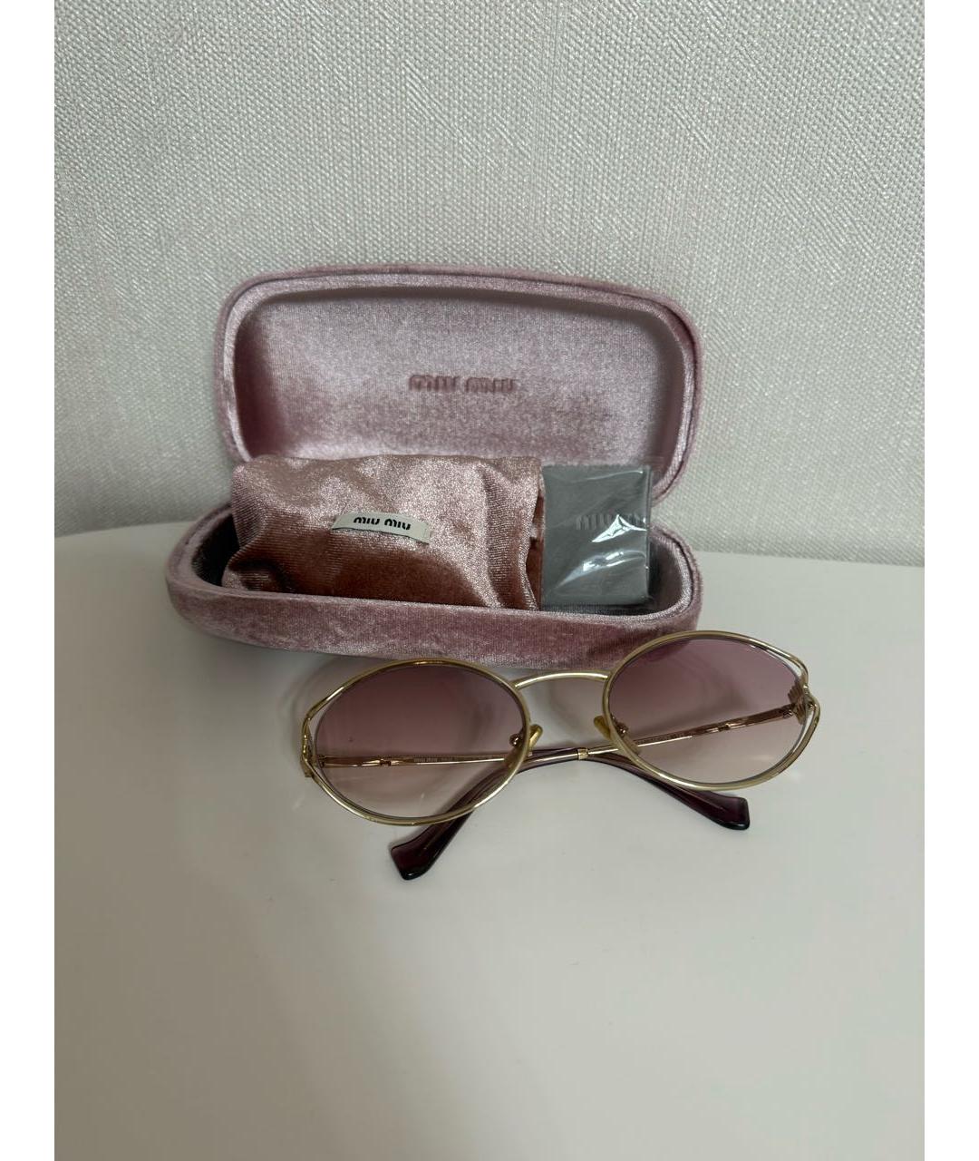 MIU MIU Золотые металлические солнцезащитные очки, фото 4