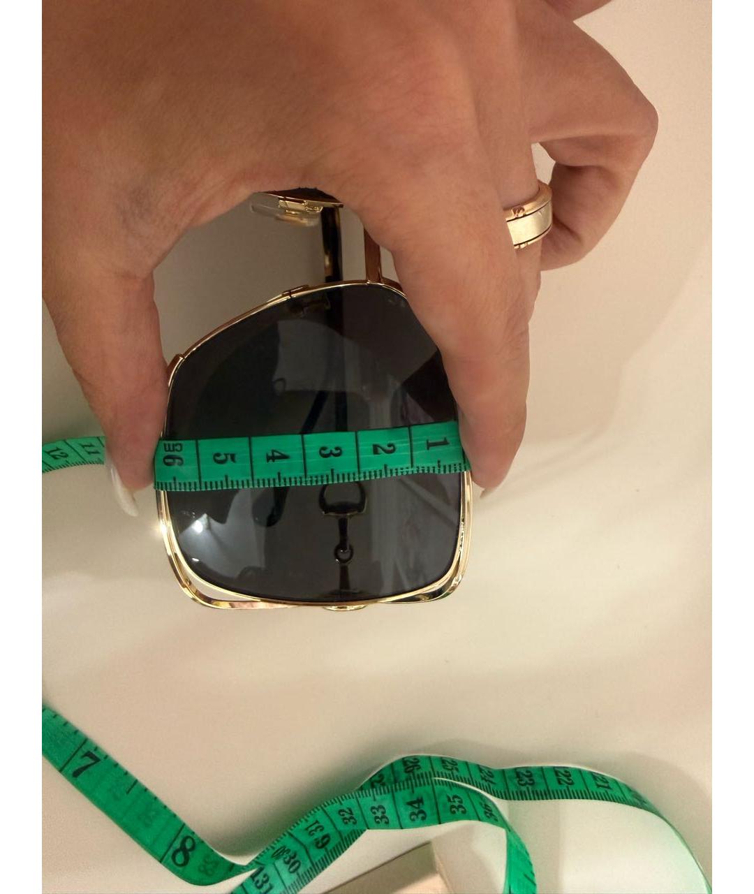 GUCCI Золотые металлические солнцезащитные очки, фото 6