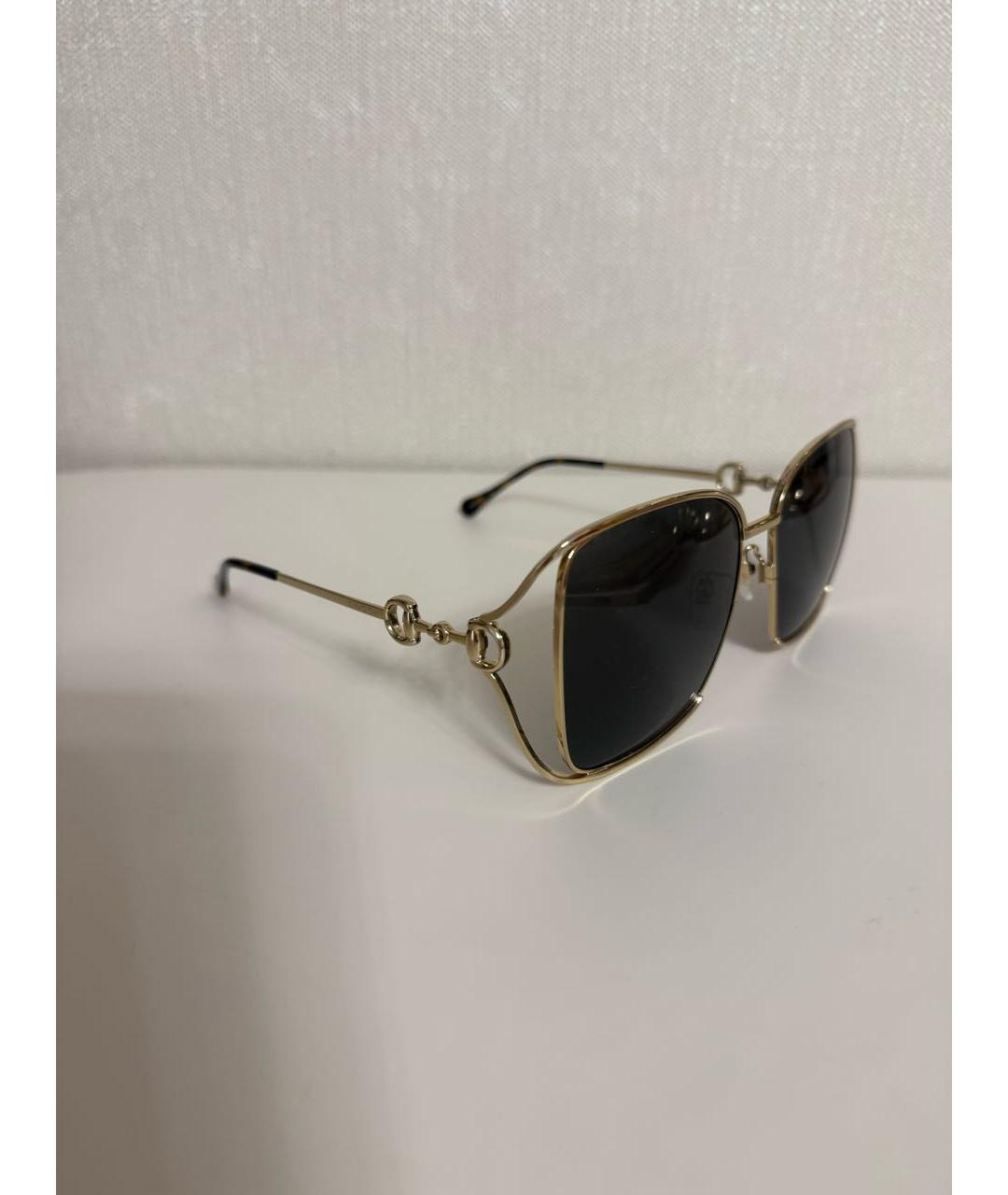 GUCCI Золотые металлические солнцезащитные очки, фото 2