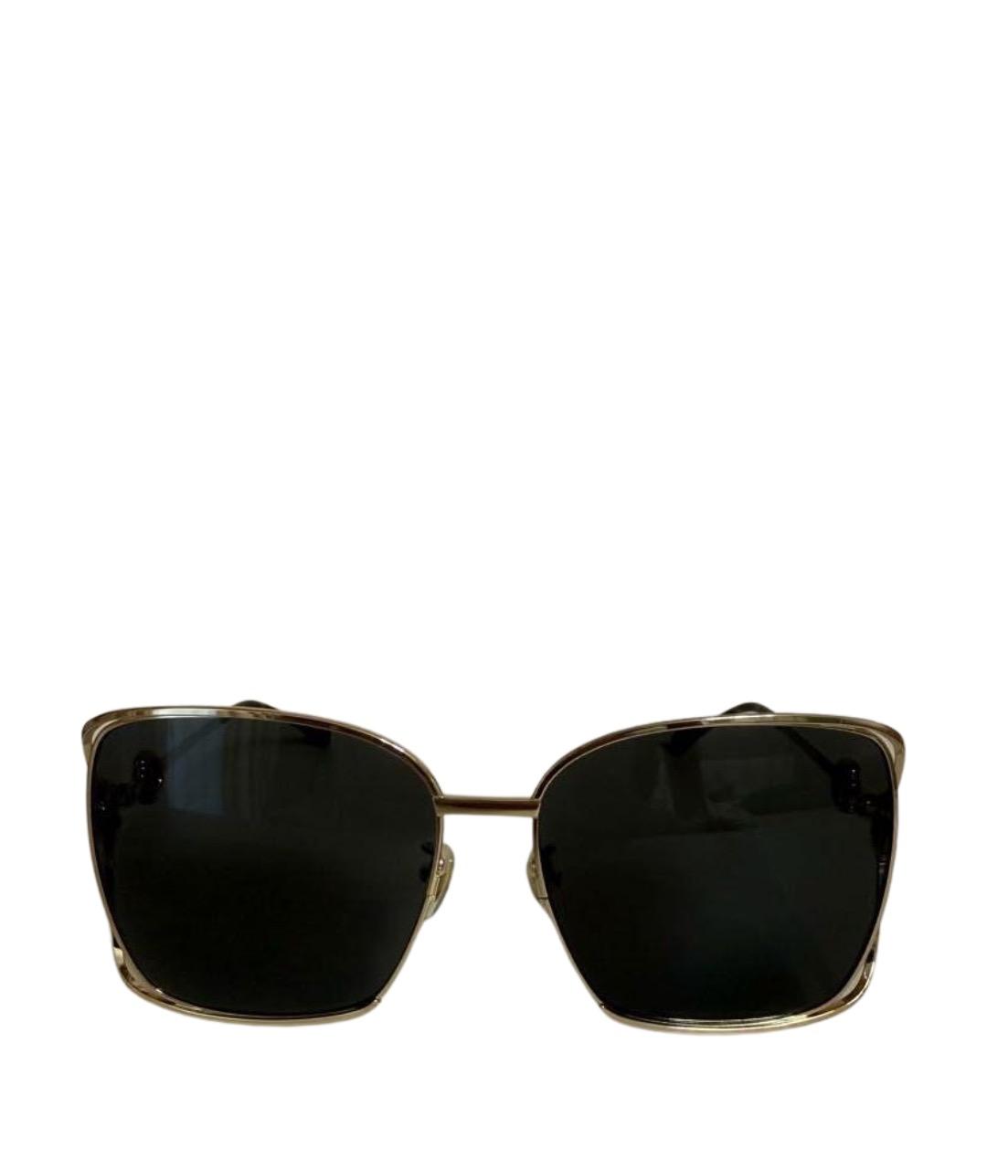 GUCCI Золотые металлические солнцезащитные очки, фото 1
