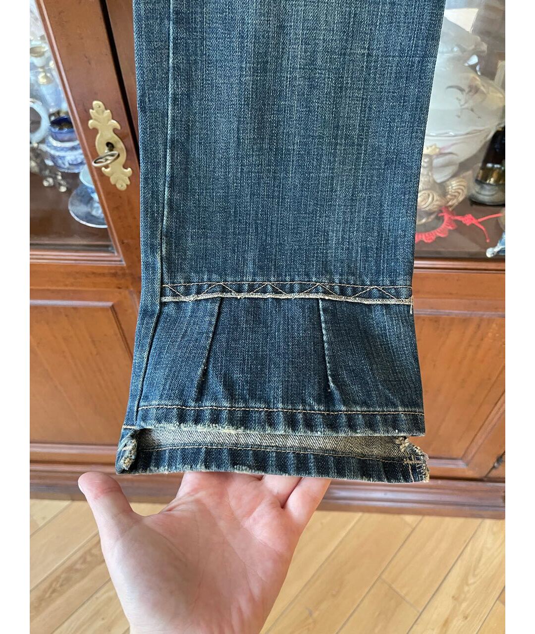 MARITHE FRANCOIS GIRBAUD Синие хлопковые прямые джинсы, фото 4