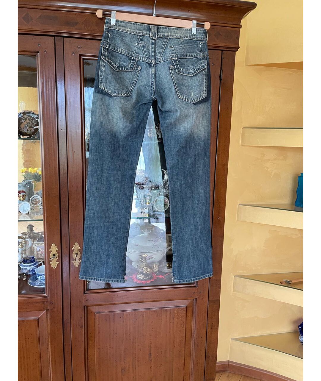 MARITHE FRANCOIS GIRBAUD Синие хлопковые прямые джинсы, фото 2