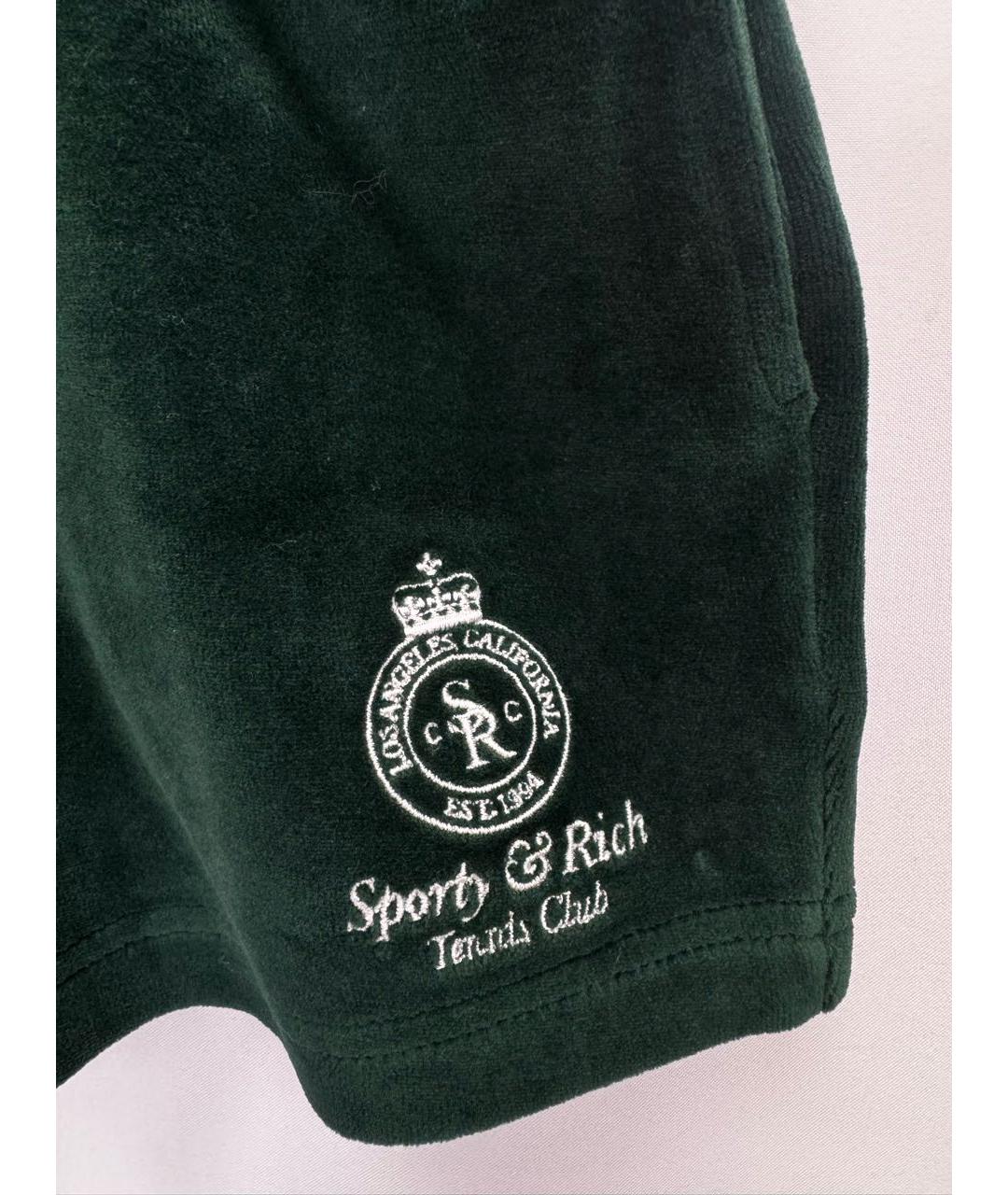 SPORTY AND RICH Зеленые хлопко-эластановые шорты, фото 3