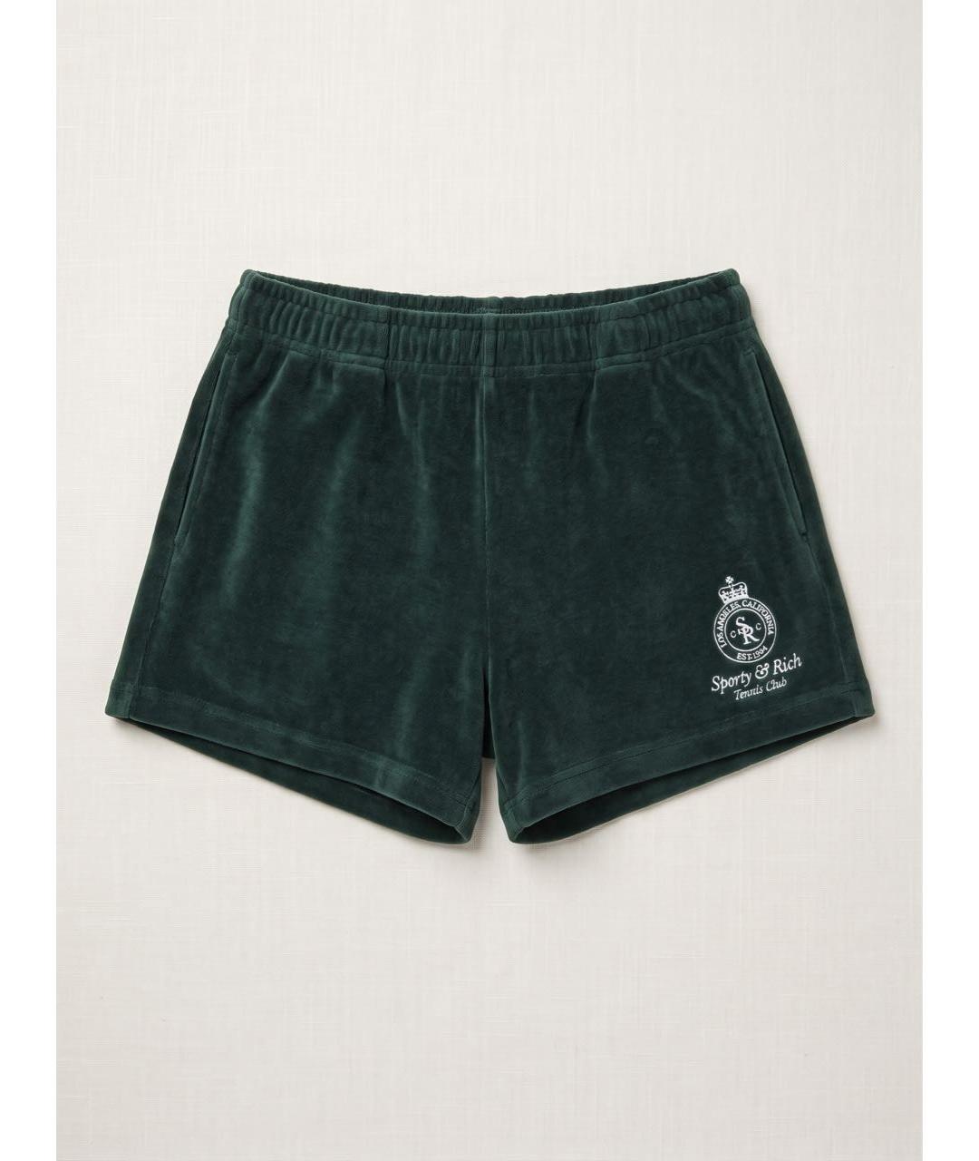 SPORTY AND RICH Зеленые хлопко-эластановые шорты, фото 9