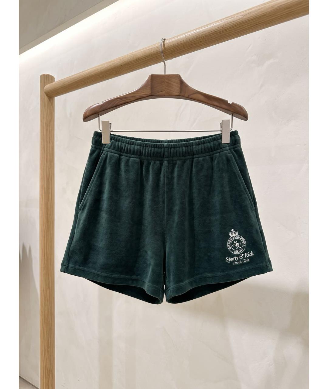 SPORTY AND RICH Зеленые хлопко-эластановые шорты, фото 7